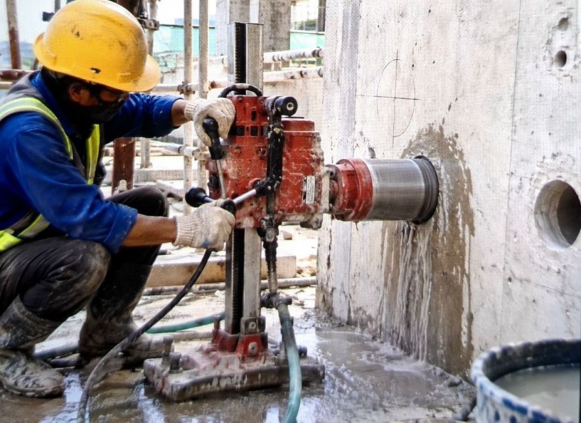 Concrete coring work for construction and industrial applications